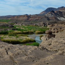 Hoodoos with Rio Grande and Mexico